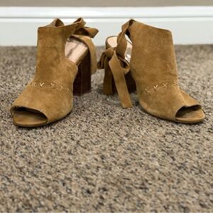 Sole Society Brown Suede Block Heels